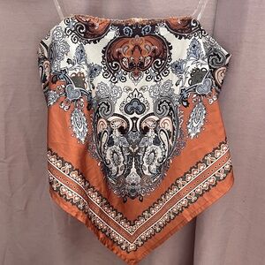 Windsor Silk Orange Bandana Top SZ M